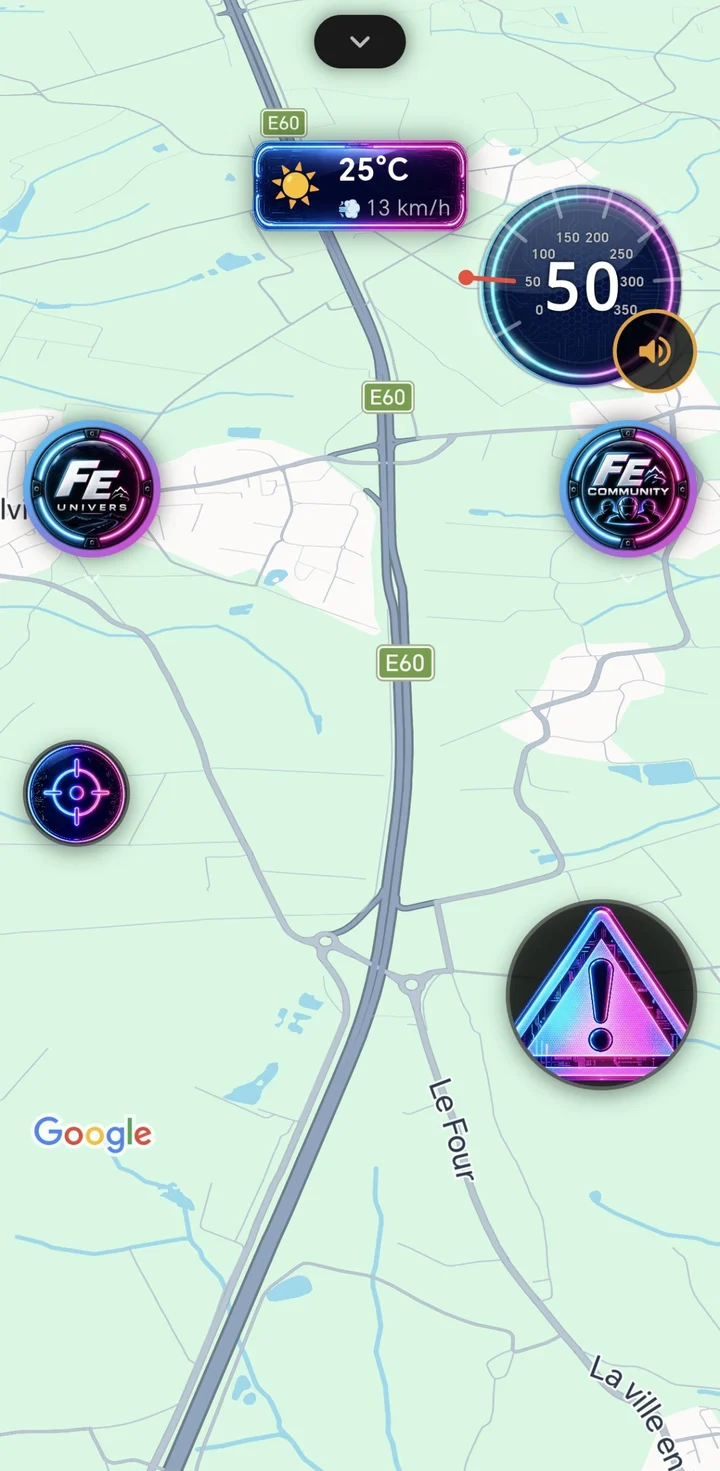 Écran GPS de l’application FrenchEvasion